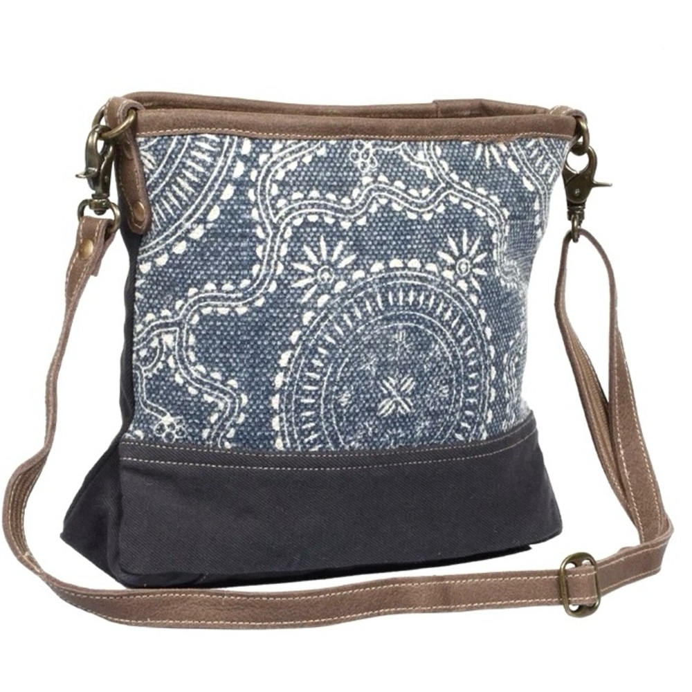 Myra Kilim Navy Blue Zip Top Crossbody Shoulder Bag